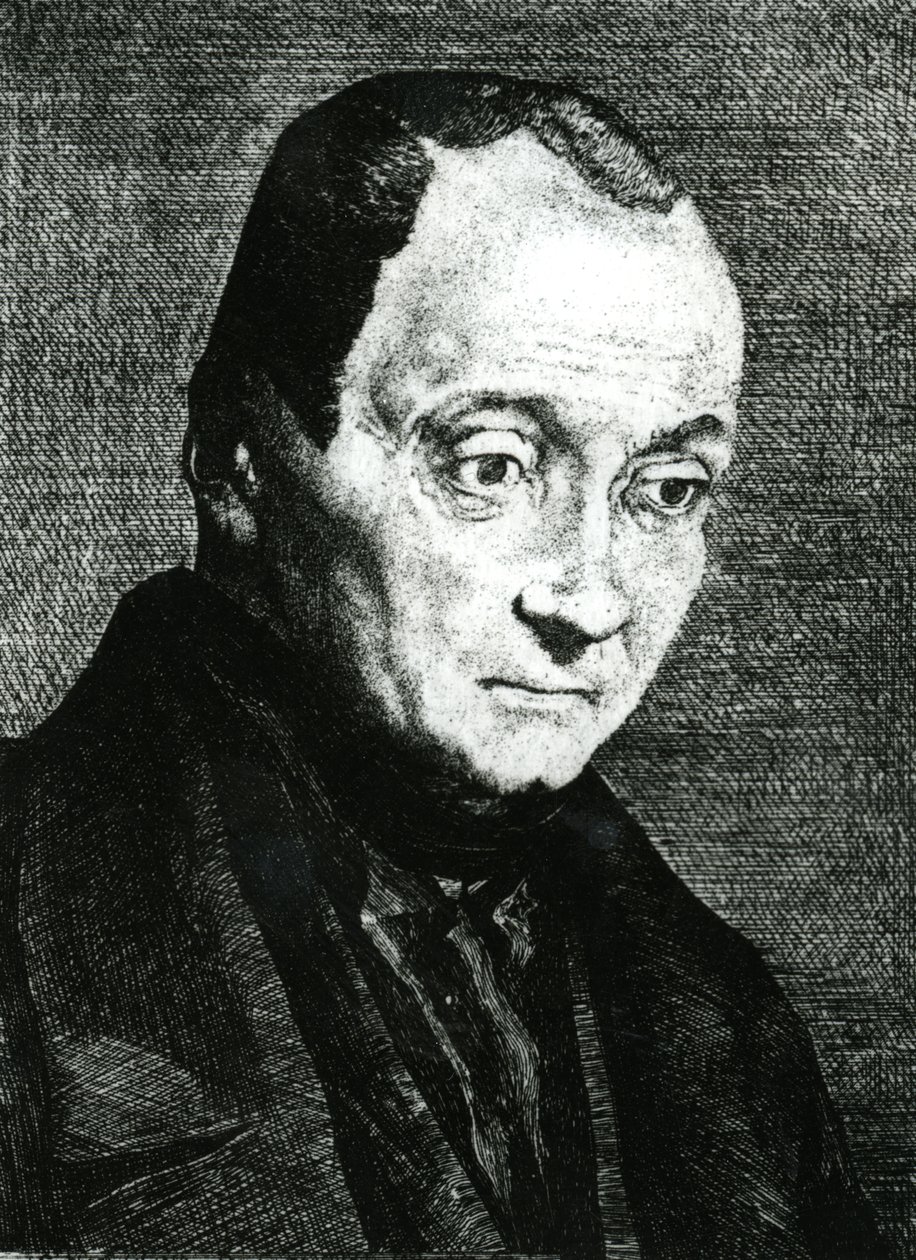 Auguste Comte, geëtst door Felix Bracquemond, 1851 door Joseph Benoit Guichard