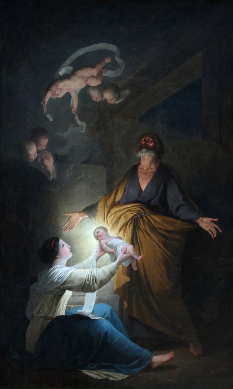 De Heilige Familie of de Geboorte door Joseph Benoît Suvée