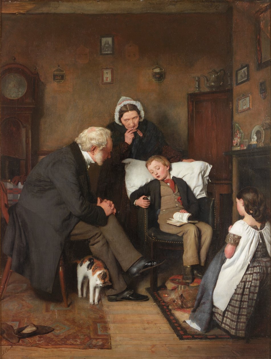 De zieke jongen, ca. 1857 door Joseph Clark