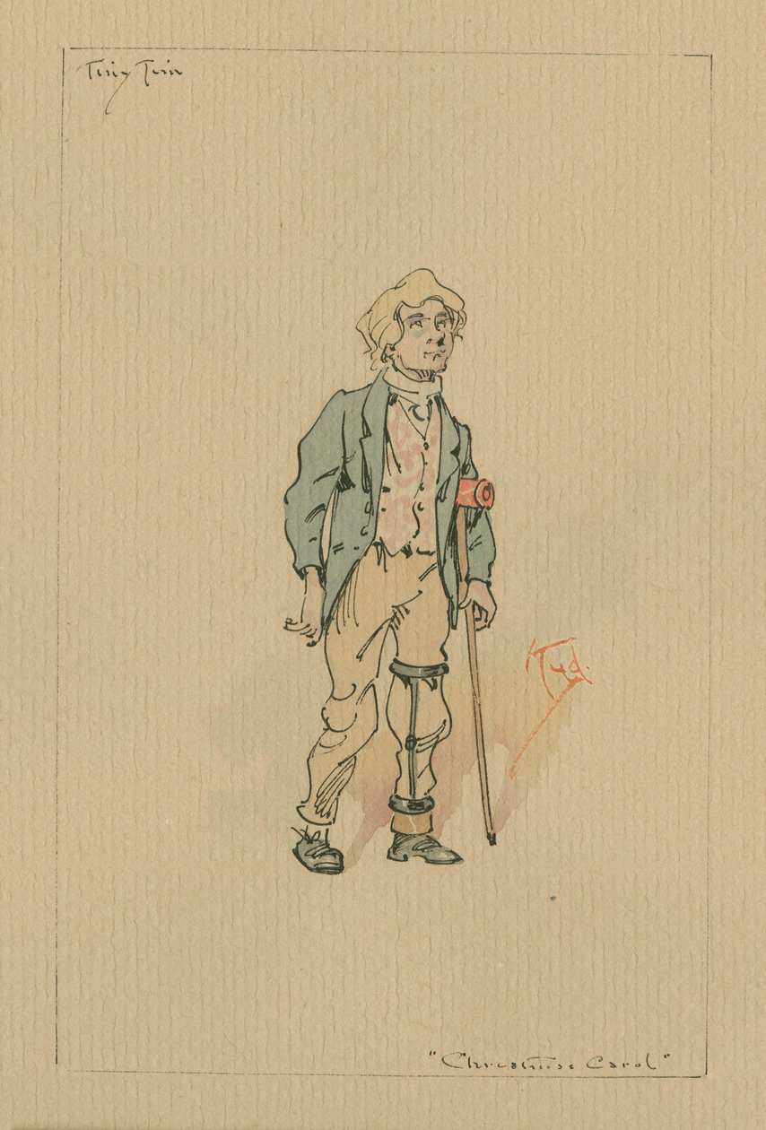 Tiny Tim - Een kerstlied, c.1920s door Joseph Clayton Clarke