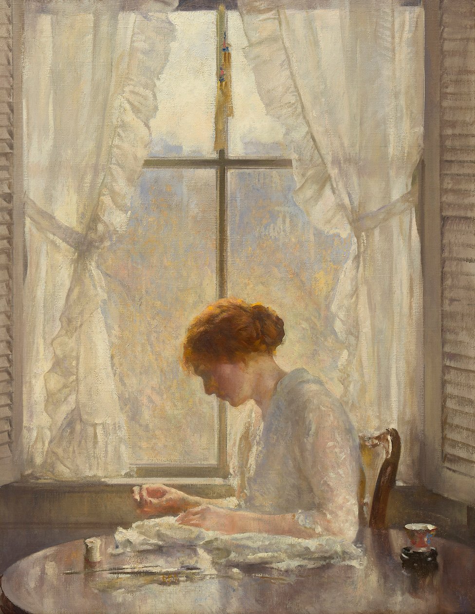 De naaister, 1916 door Joseph DeCamp