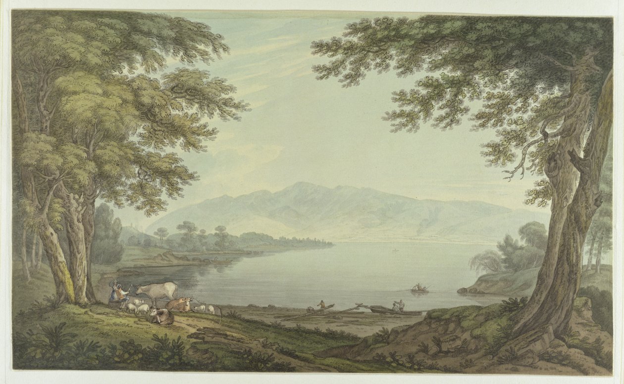 Skiddaw en Derwent Water door Joseph Farington