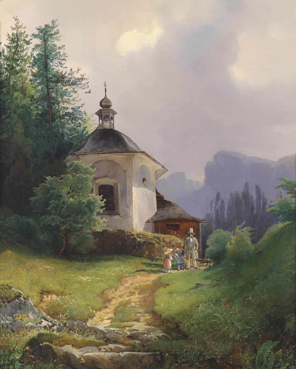 Kapel op de Kalvarienberg in de Lahn bij Hailstadt (Hallstatt) door Joseph Holzer
