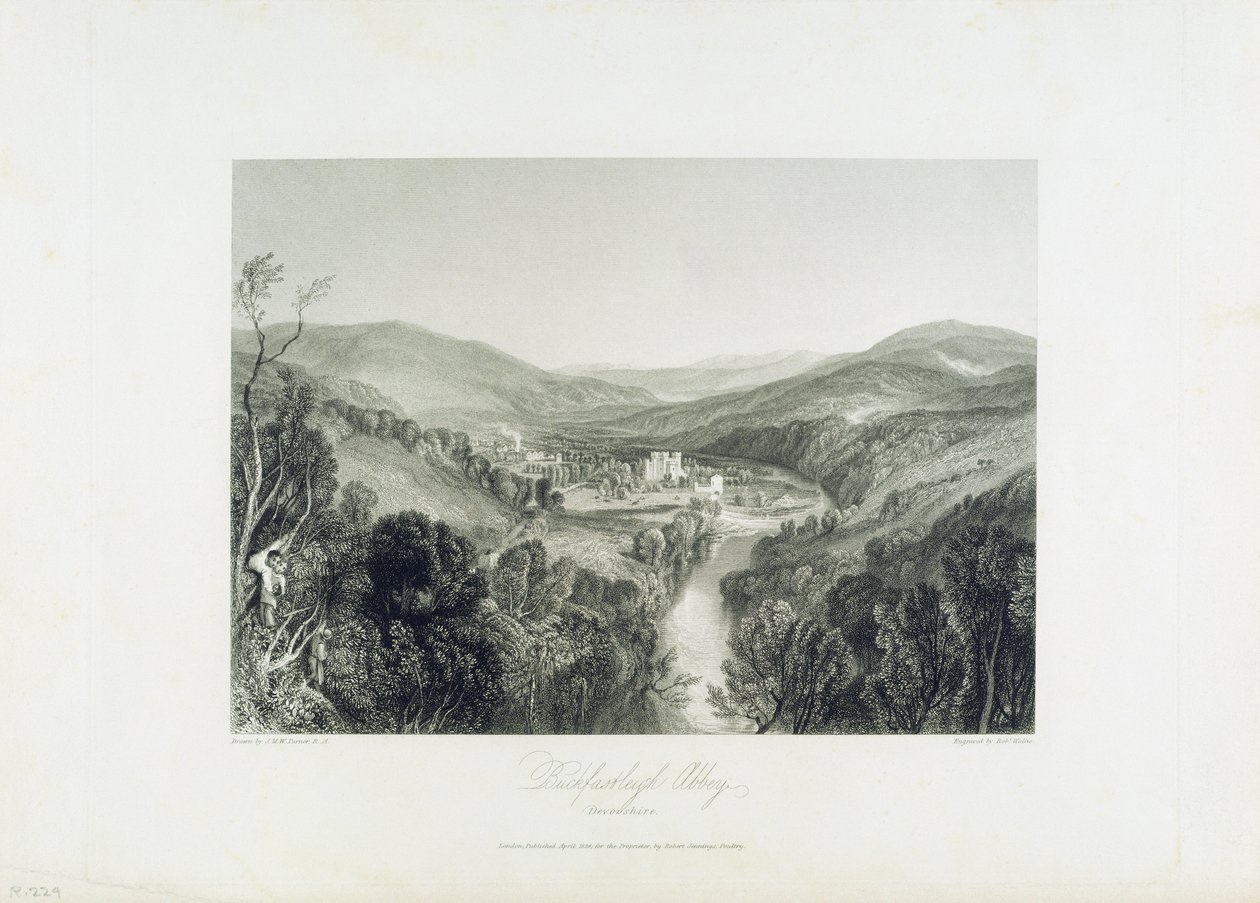 Buckfastleigh Abdij, Devon, c.1826 door Joseph Mallord William Turner