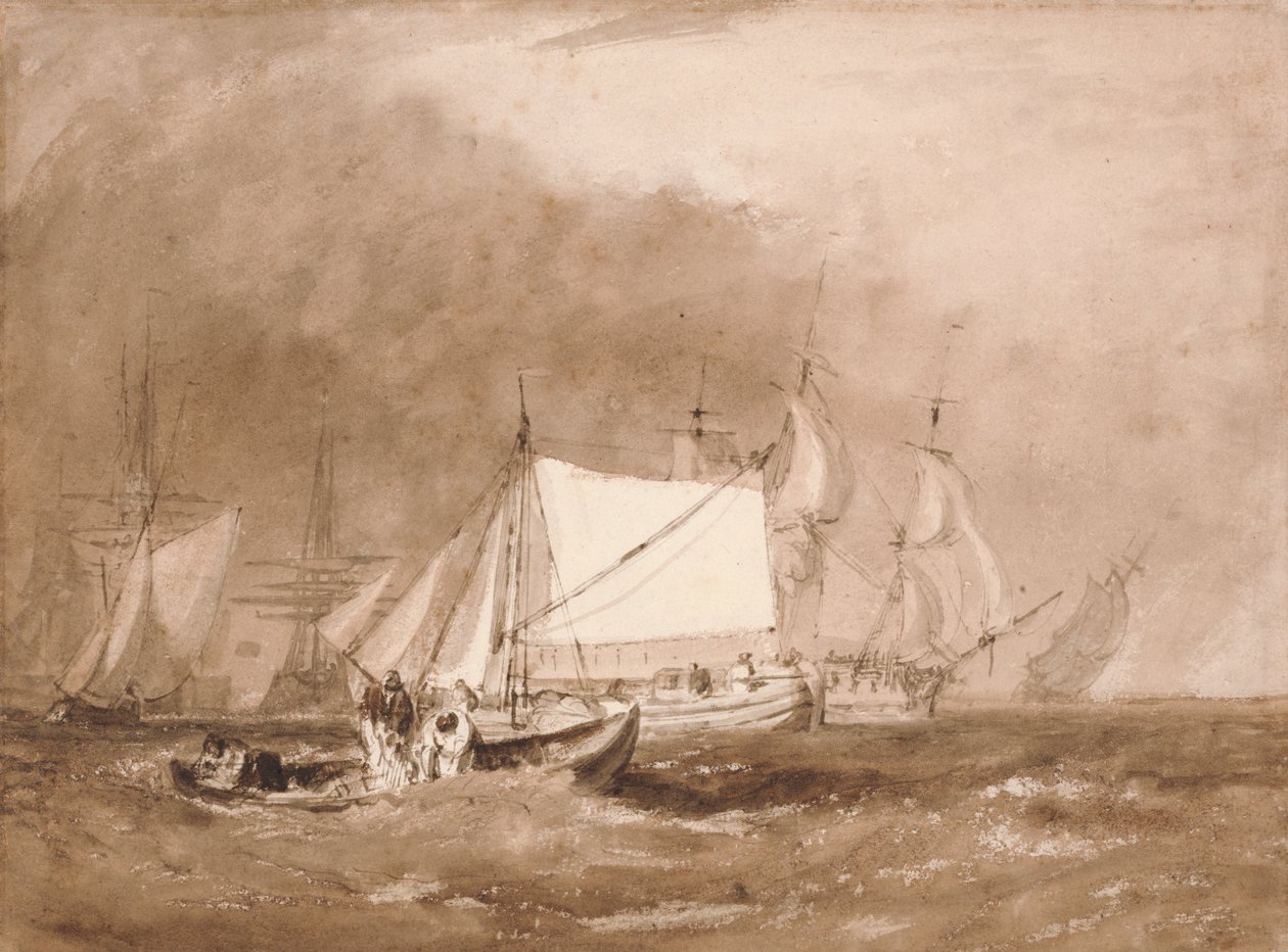 Scheepsscène, met vissers door Joseph Mallord William Turner