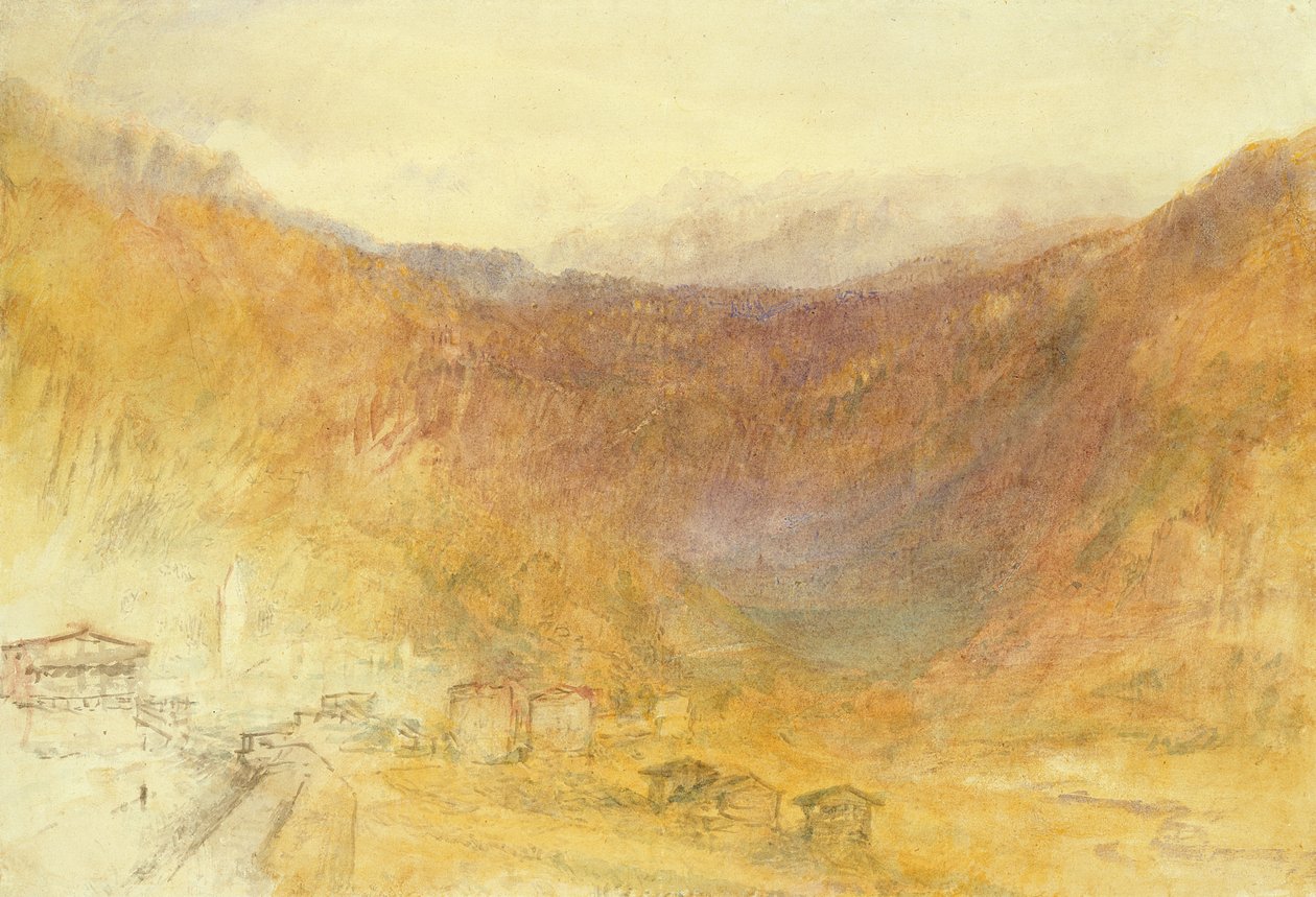 De Brunig-pas vanuit Meiringen, Zwitserland door Joseph Mallord William Turner