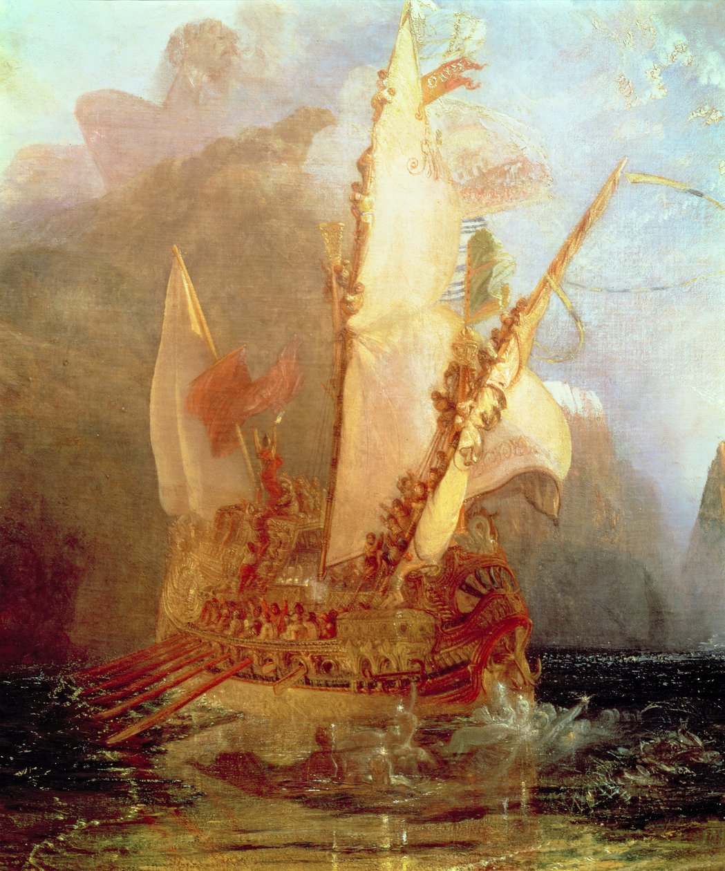 Ulysses Bespot Polyphemus, detail van schip, 1829 (detail) door Joseph Mallord William Turner