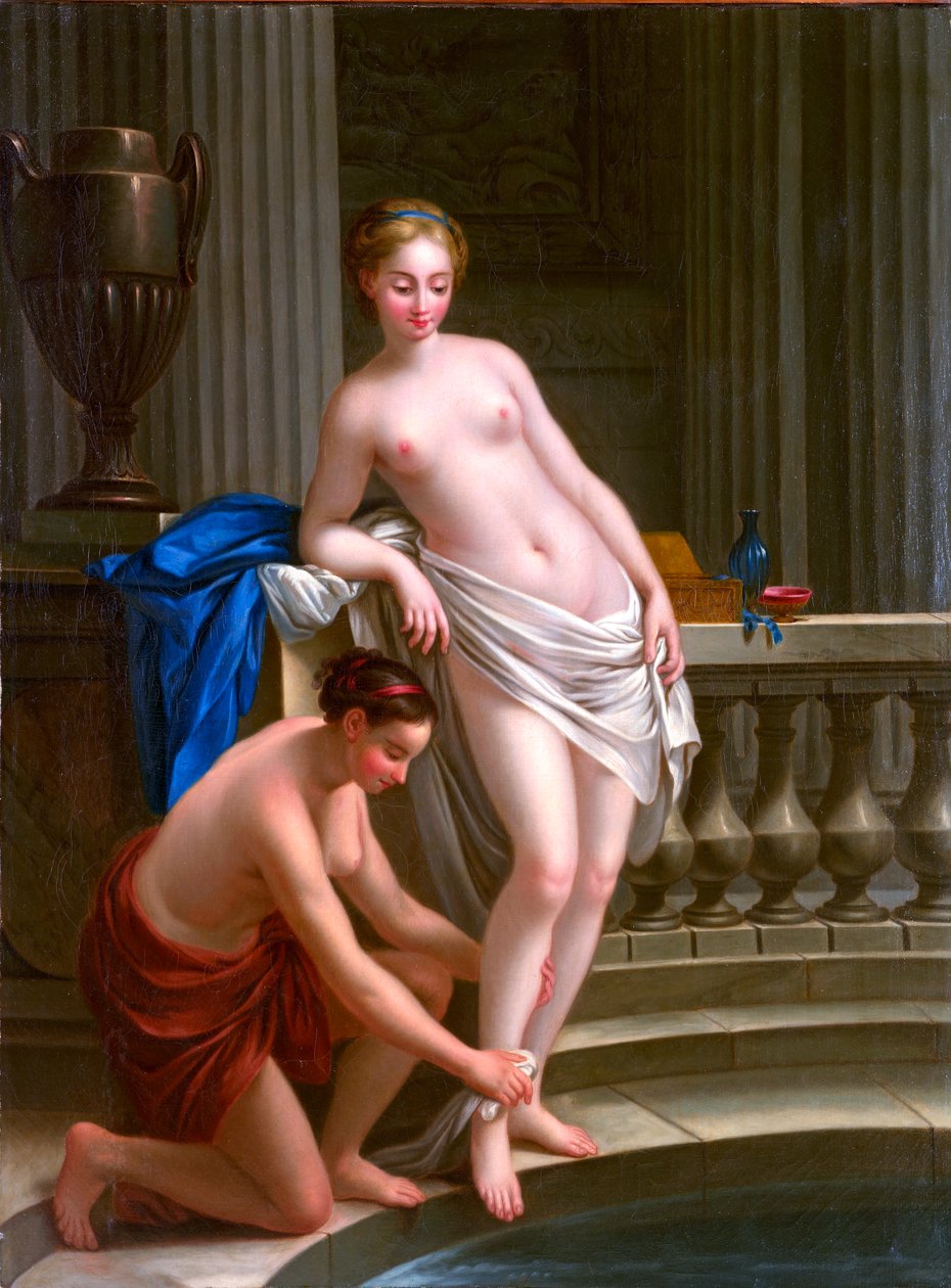 Griekse vrouw in bad door Joseph Marie Vien