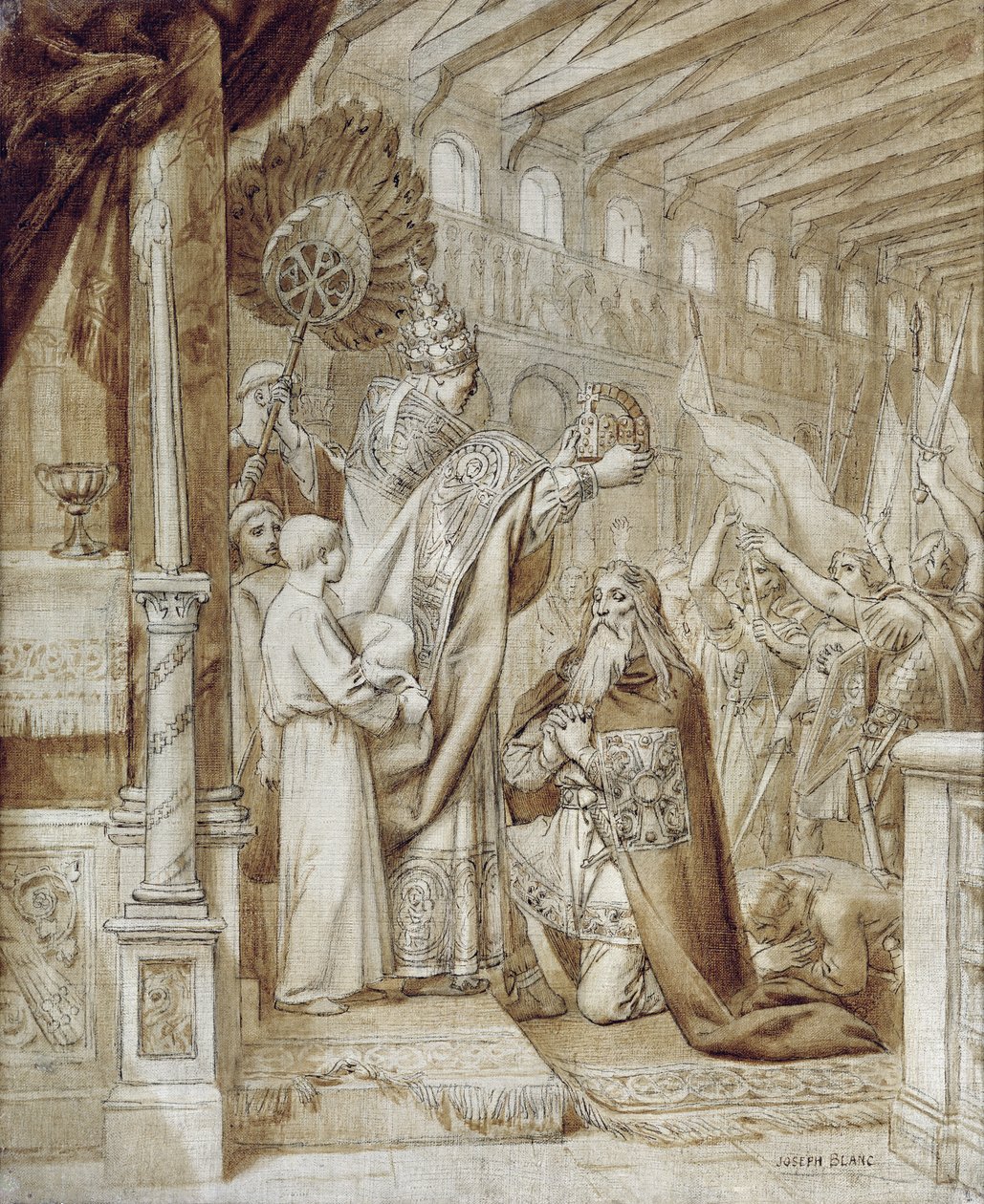 Kroning van Karel de Grote (742-814) door Joseph Paul Blanc