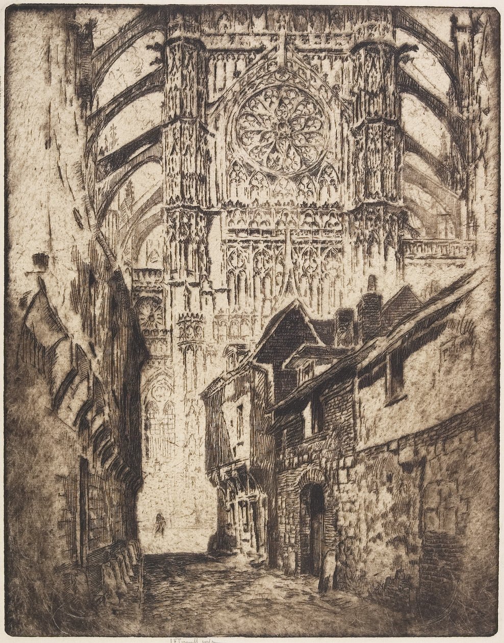 Roosvenster, Beauvais, 1907 door Joseph Pennell