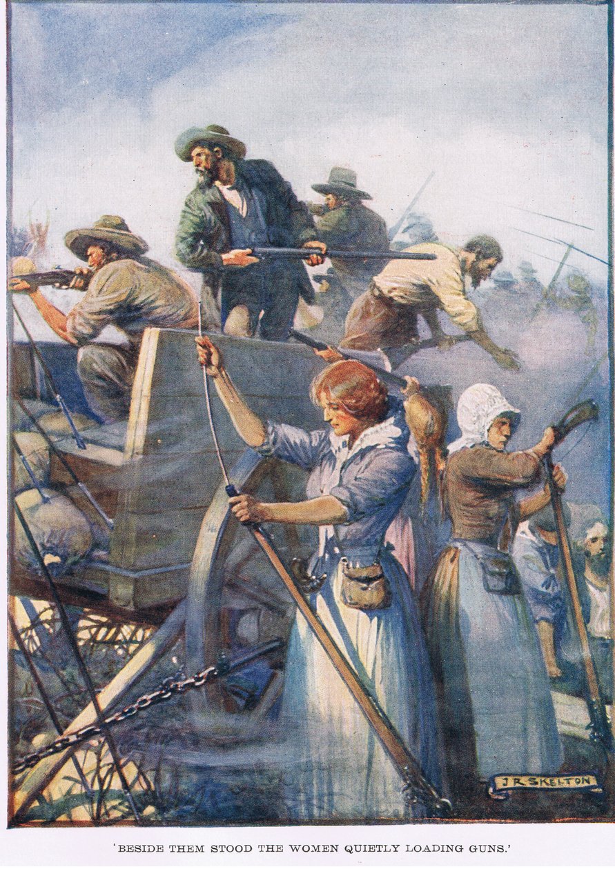 Naast hen stonden de vrouwen rustig de geweren te laden door Joseph Ratcliffe Skelton