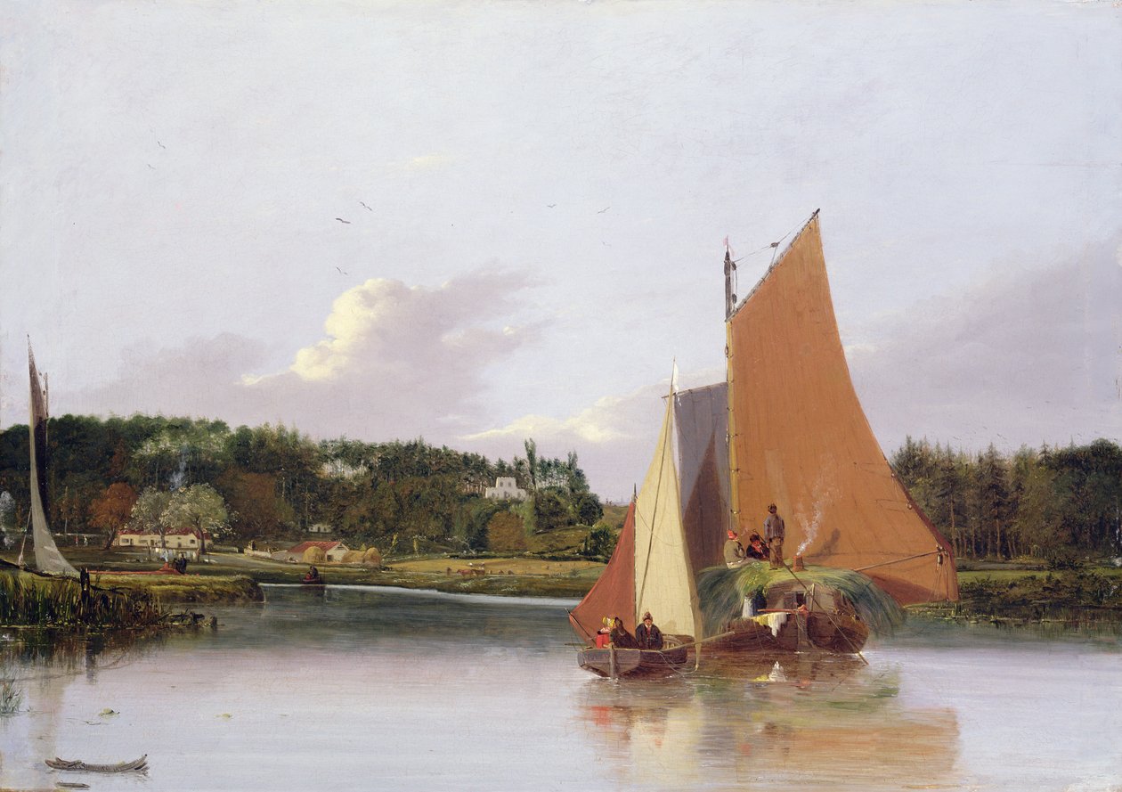 Boten op de Yare bij Bramenton, Norfolk, 1828 door Joseph Stannard