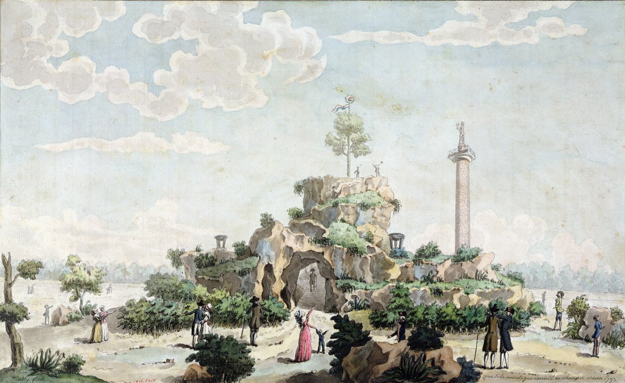 Kunstmatige berg gebouwd in 1793 op de Champs de Mars door Joseph Tassy