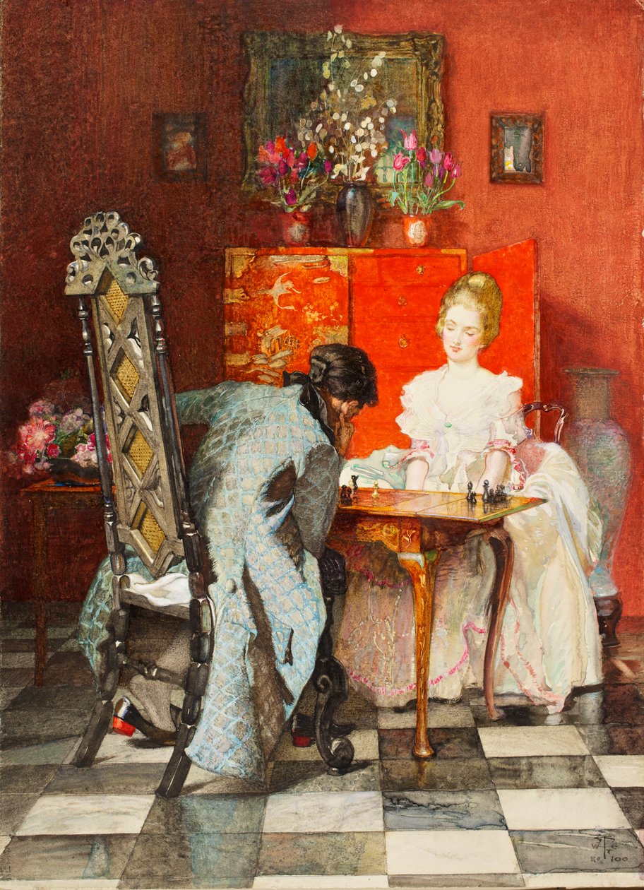 De schaakspelers, of zwart aan zet, 1920 door Joseph Walter West