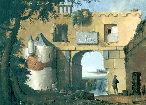 Ruïnes in een Italiaans landschap door Joseph August Knip