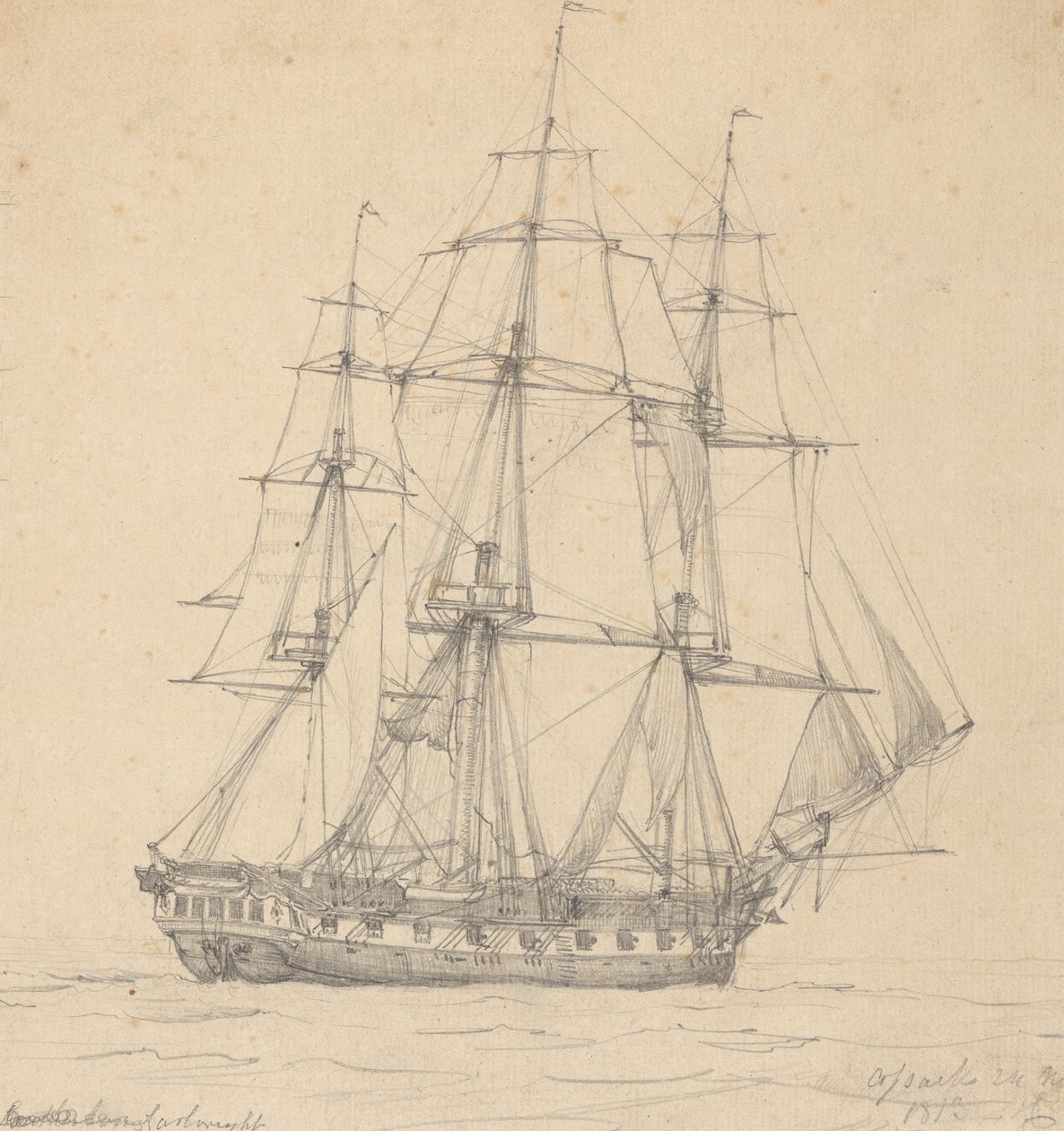 Enkele Fregat, Achtersteven Vooruit 1813 door Joseph Cartwright