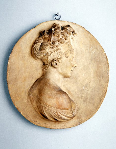 Cirkelvormig Reliëf van Madame Recamier door Joseph Chinard