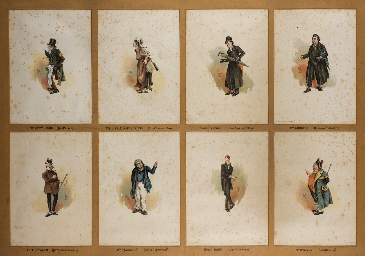 Acht Dickensiaanse Personages door Joseph Clayton  Clarke