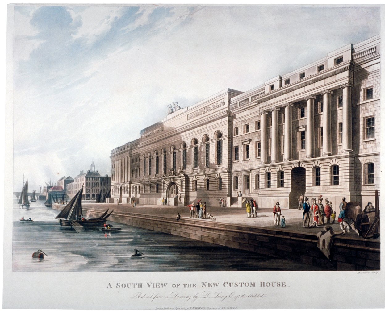 Douanehuis, City of London, 1817 door Joseph Constantine Stadler