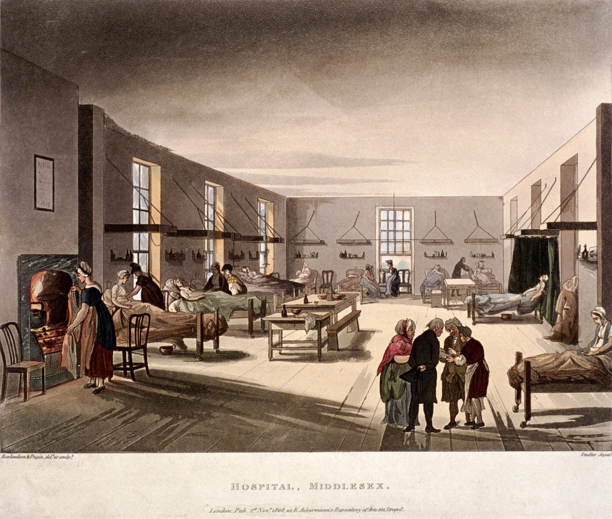 Mortimer Street, Marylebone, Londen, 1808 door Joseph Constantine Stadler