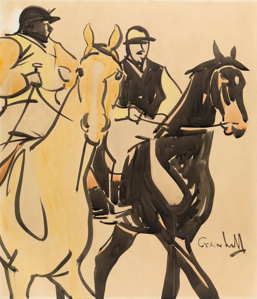 Twee herenruiters door Joseph Crawhall