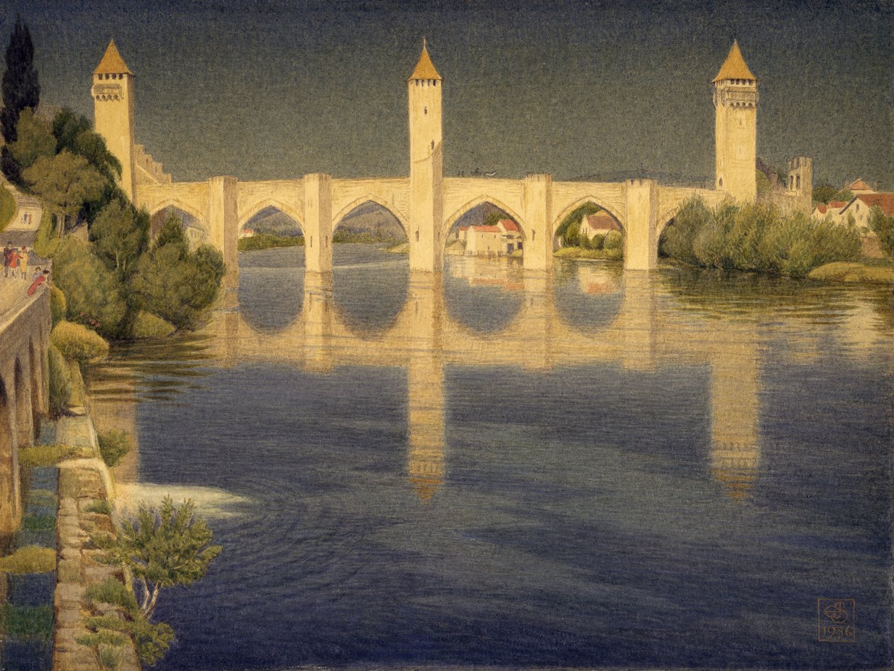 Pont Valentre, Cahors, Zuidzijde door Joseph Edward Southall