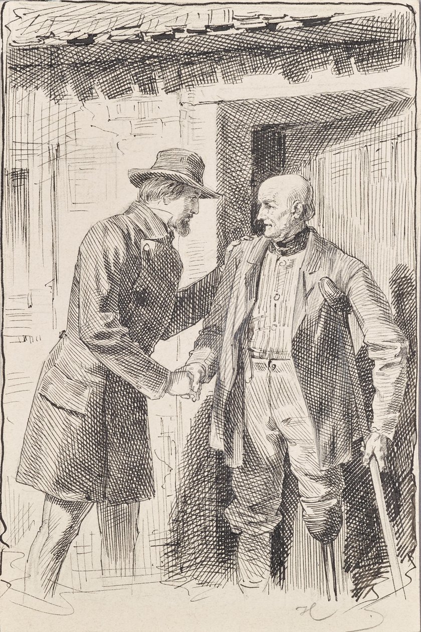 Twee mannen, één met een geamputeerd been door Joseph Eugen Hörwarter