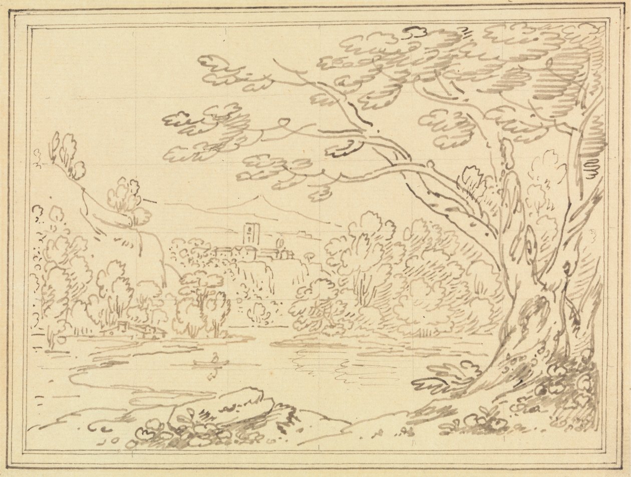 Landschap met Bomen bij een Meer door Joseph Farington