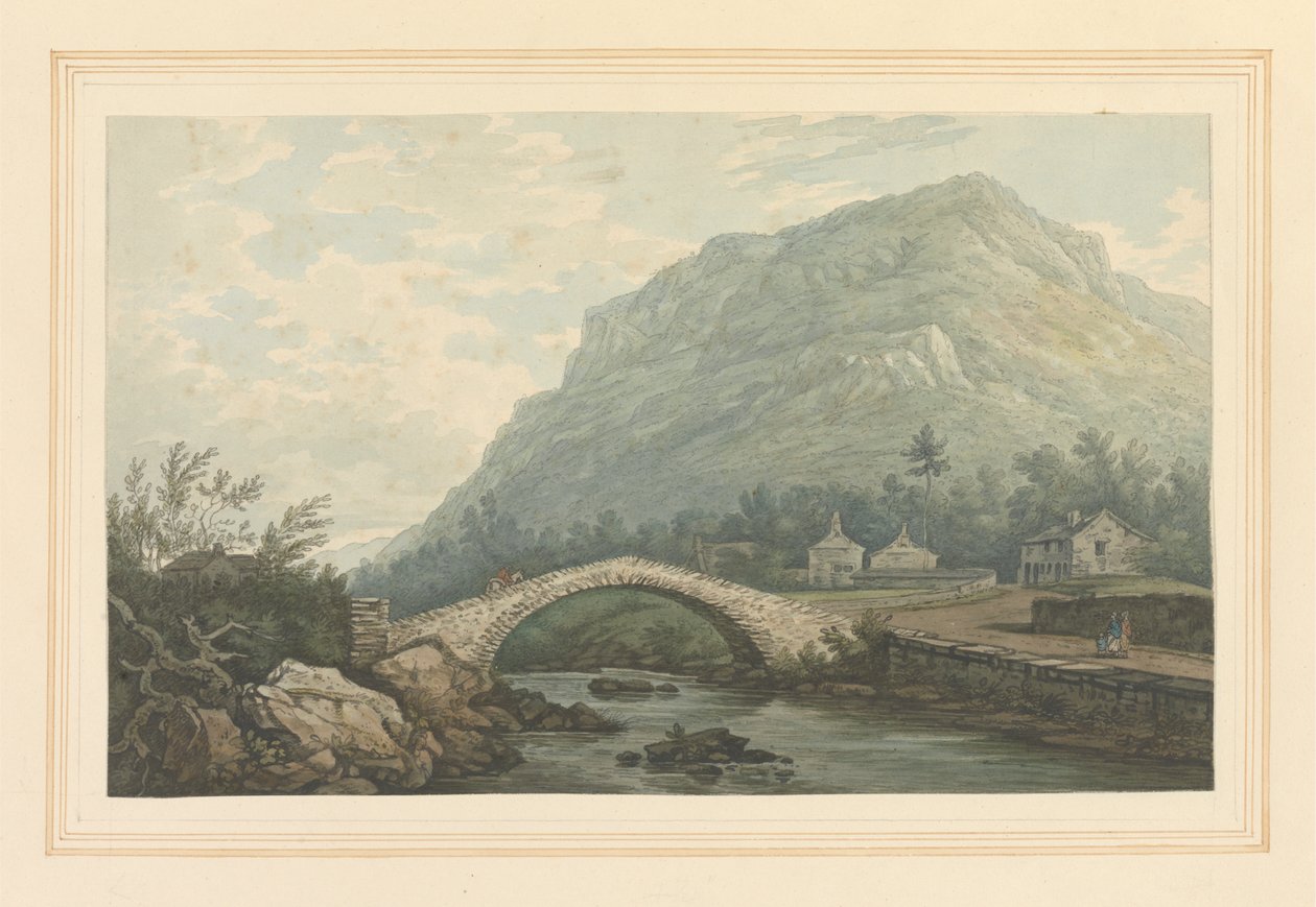 Uitzicht op de brug en het dorp Rydal door Joseph Farington