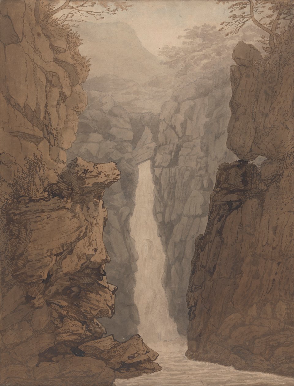 Waterval in het Lake District door Joseph Farington