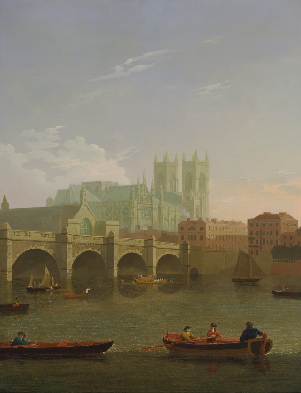 Westminster Abbey en brug door Joseph Farington