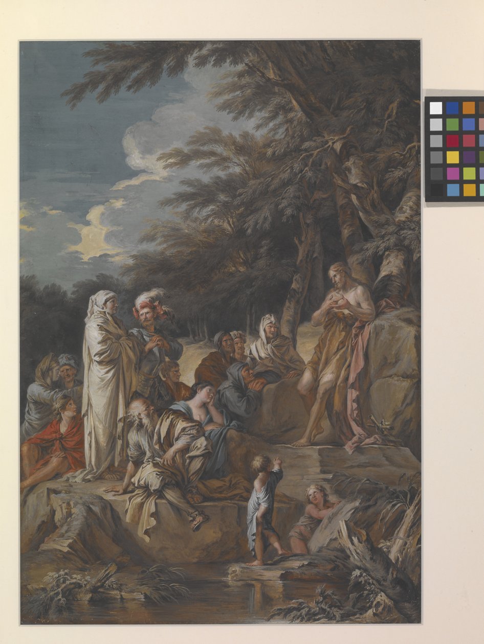 St. Johannes predikend in de wildernis door Joseph Goupy