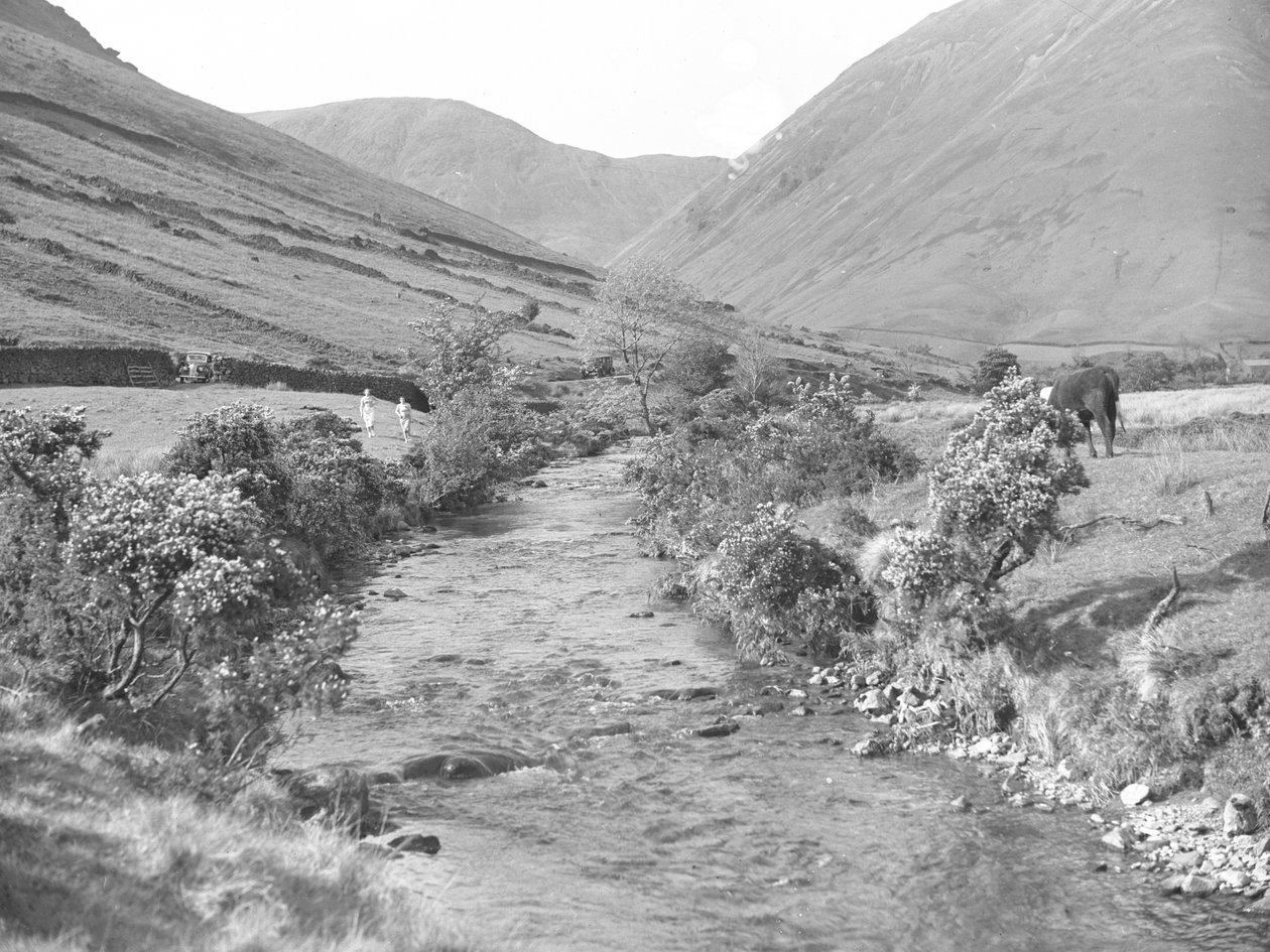 Een beek door het landschap van Wastwater door Joseph Hardman