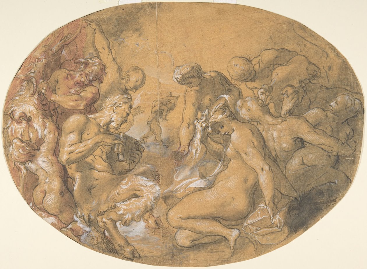 Satyrs en nimfen, ca. 1599 door Joseph Heintz the Elder