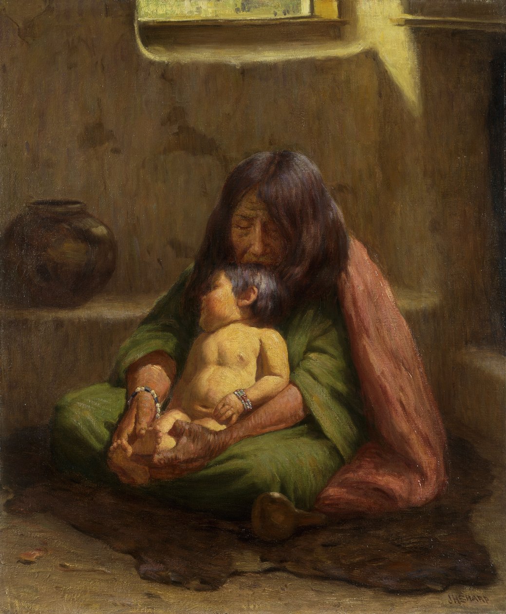 Indiase moeder en baby door Joseph Henry Sharp