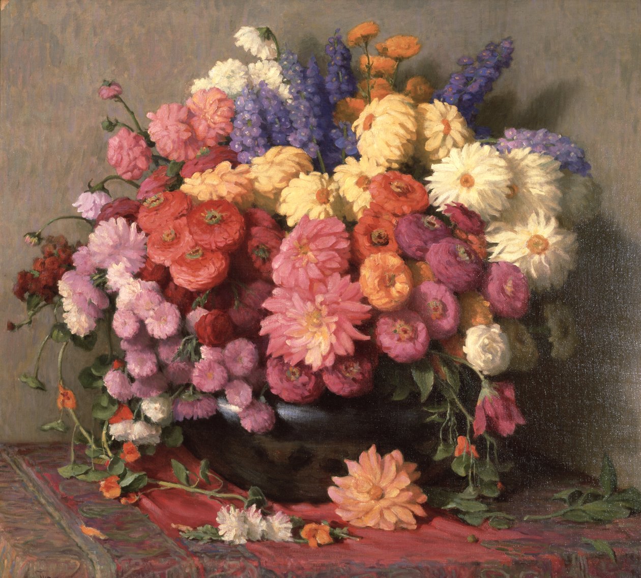 Late zomerbloemen (olieverf op doek) door Joseph Henry Sharp