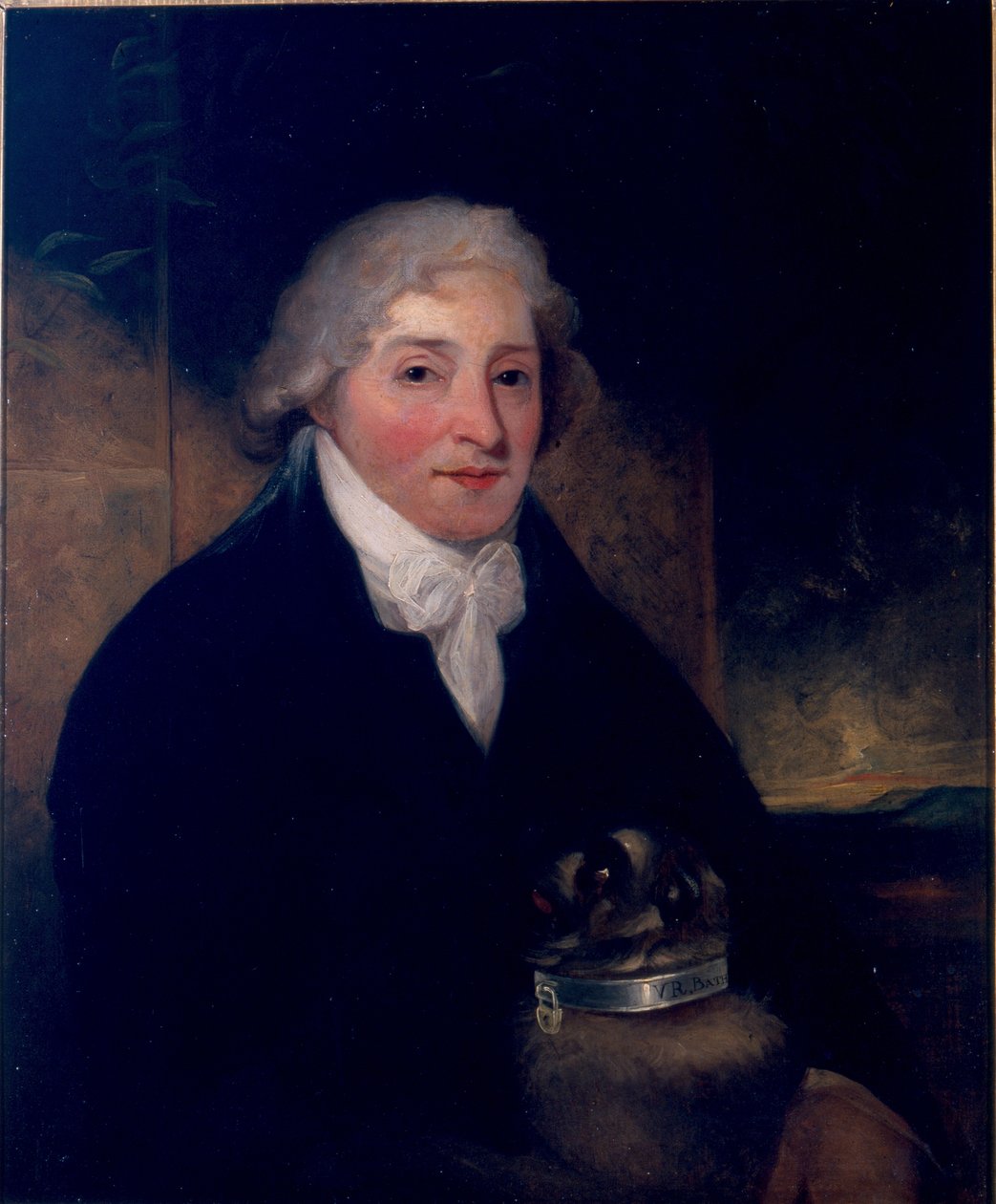 Venanzio Rauzzini met zijn hond, Turk, ca. 1795 door Joseph Hutchison