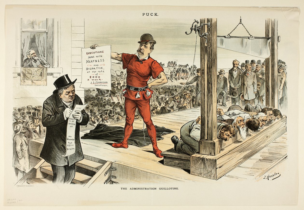 De Guillotine van de overheid, van Puck door Joseph Keppler