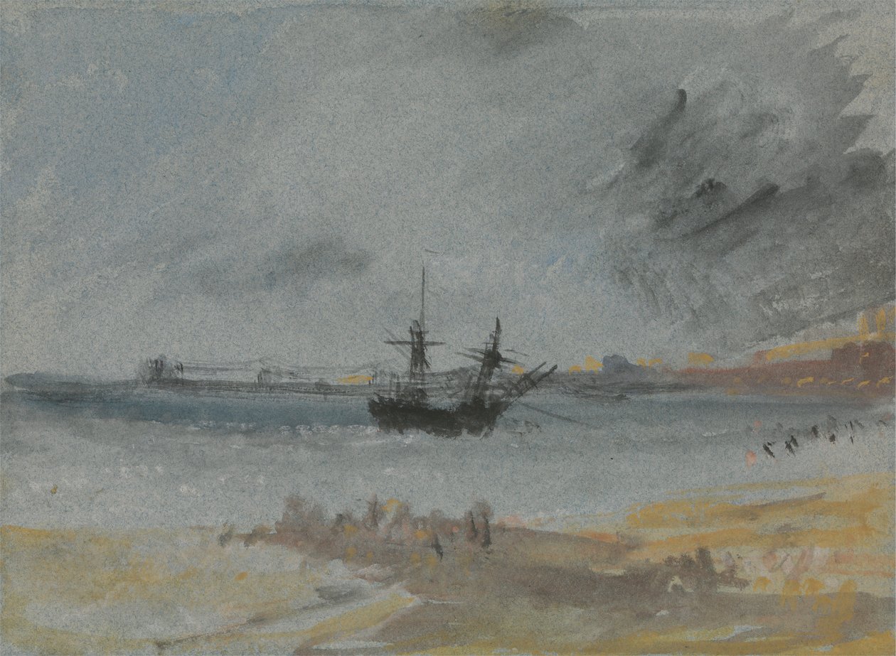 Schip aan de grond in Brighton door Joseph Mallord William Turner