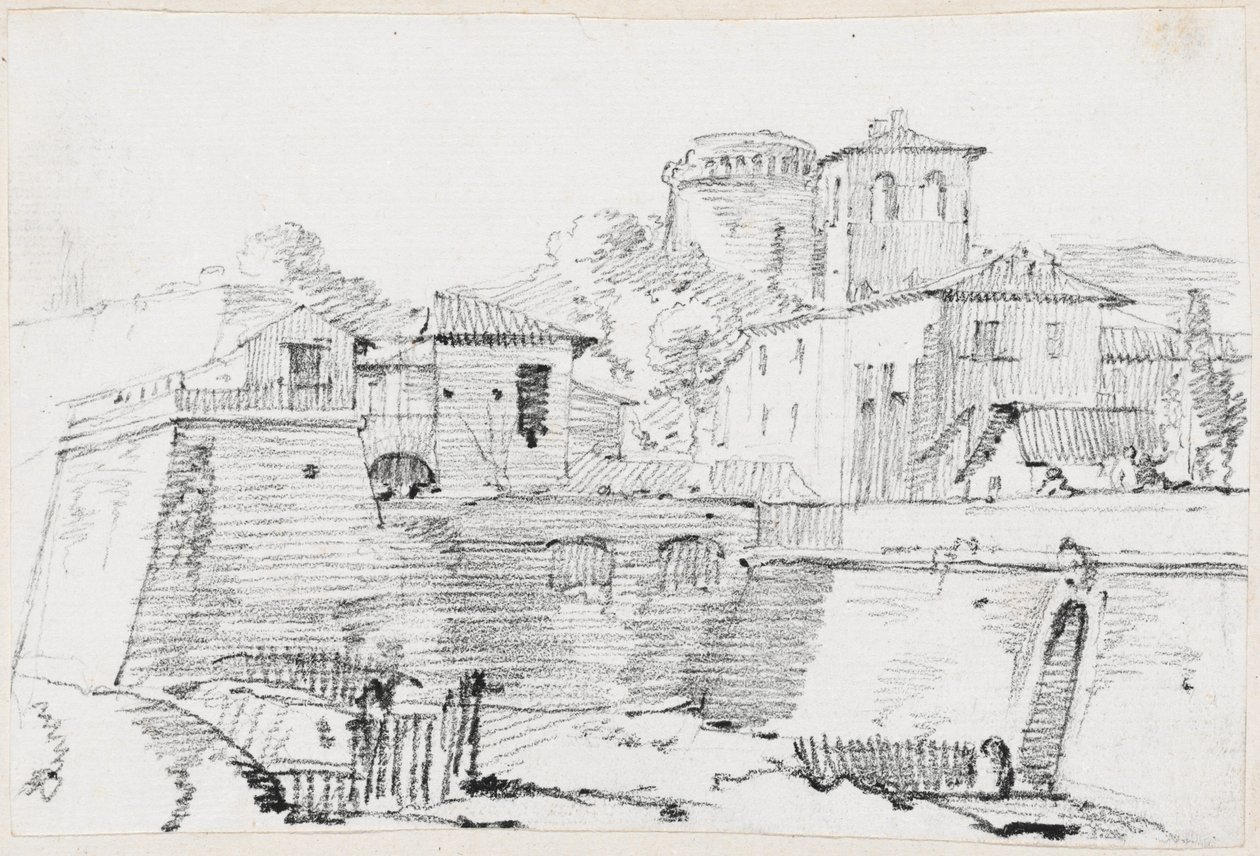 Een versterkte stad in Italië door Joseph Marie Vien