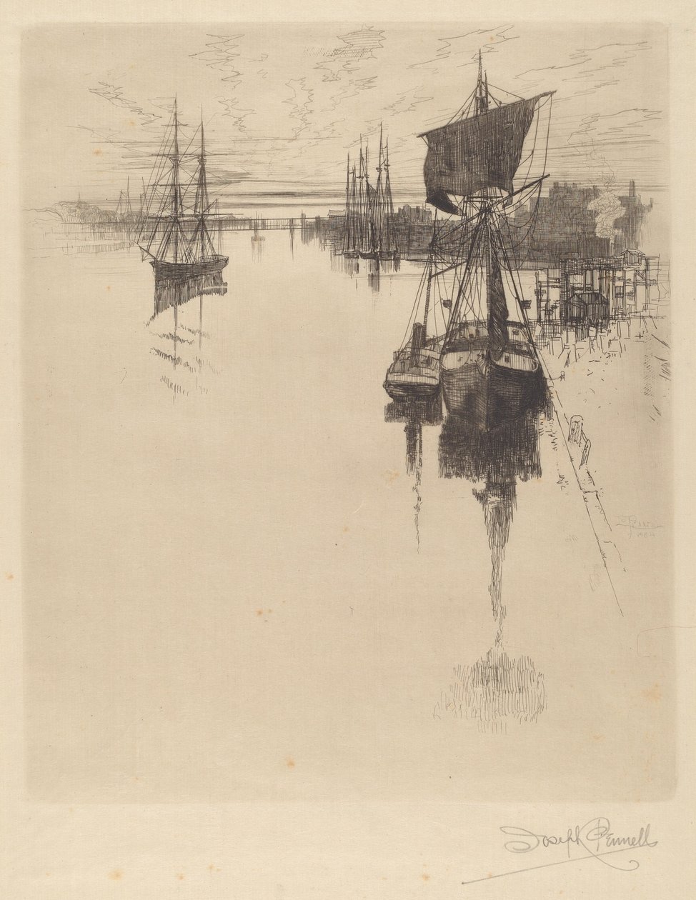 Onder Chestnut St. Brug, Philadelphia door Joseph Pennell