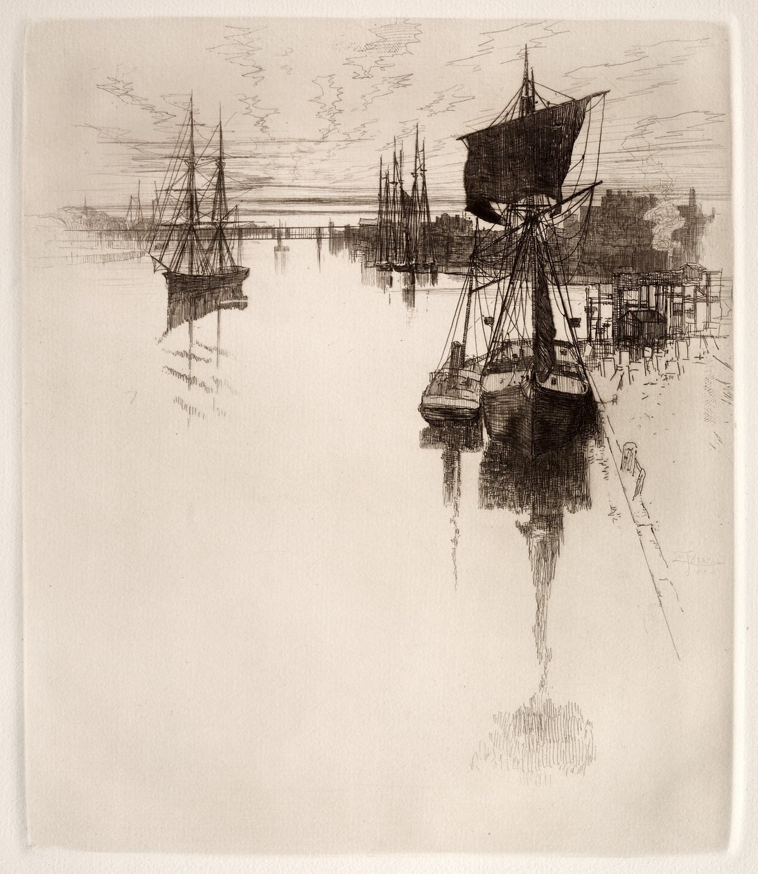 Onder Chestnut Street Bridge, Philadelphia, 1884 door Joseph Pennell