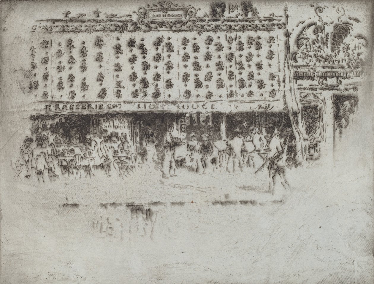 Brasserie, Au Lion Rouge, 1893 door Joseph Pennell