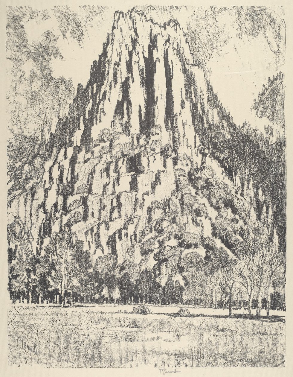 Steunberen, Yosemite, 1912 door Joseph Pennell