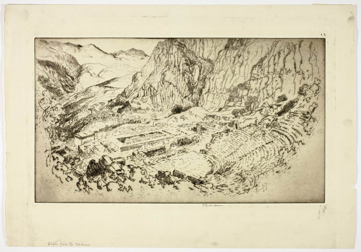 Delphi, vanaf het Stadion door Joseph Pennell