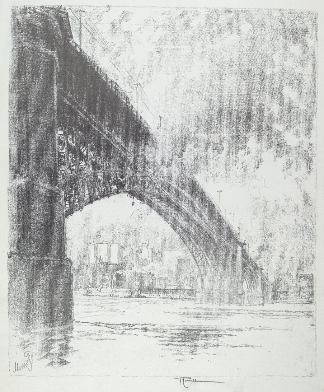 Eadsbrug, St. Louis door Joseph Pennell