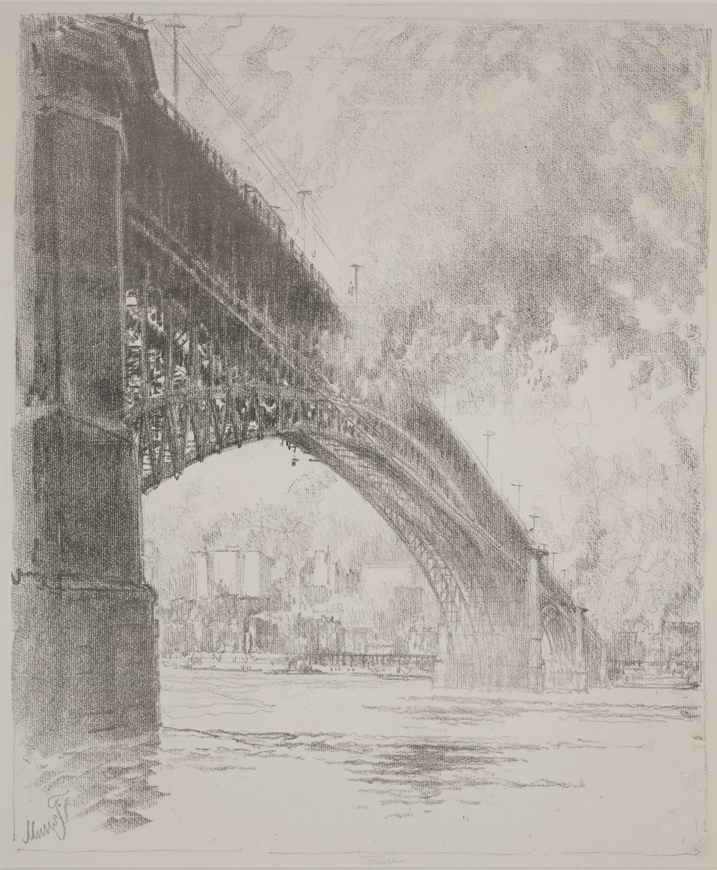 Oostbrug, St. Louis door Joseph Pennell