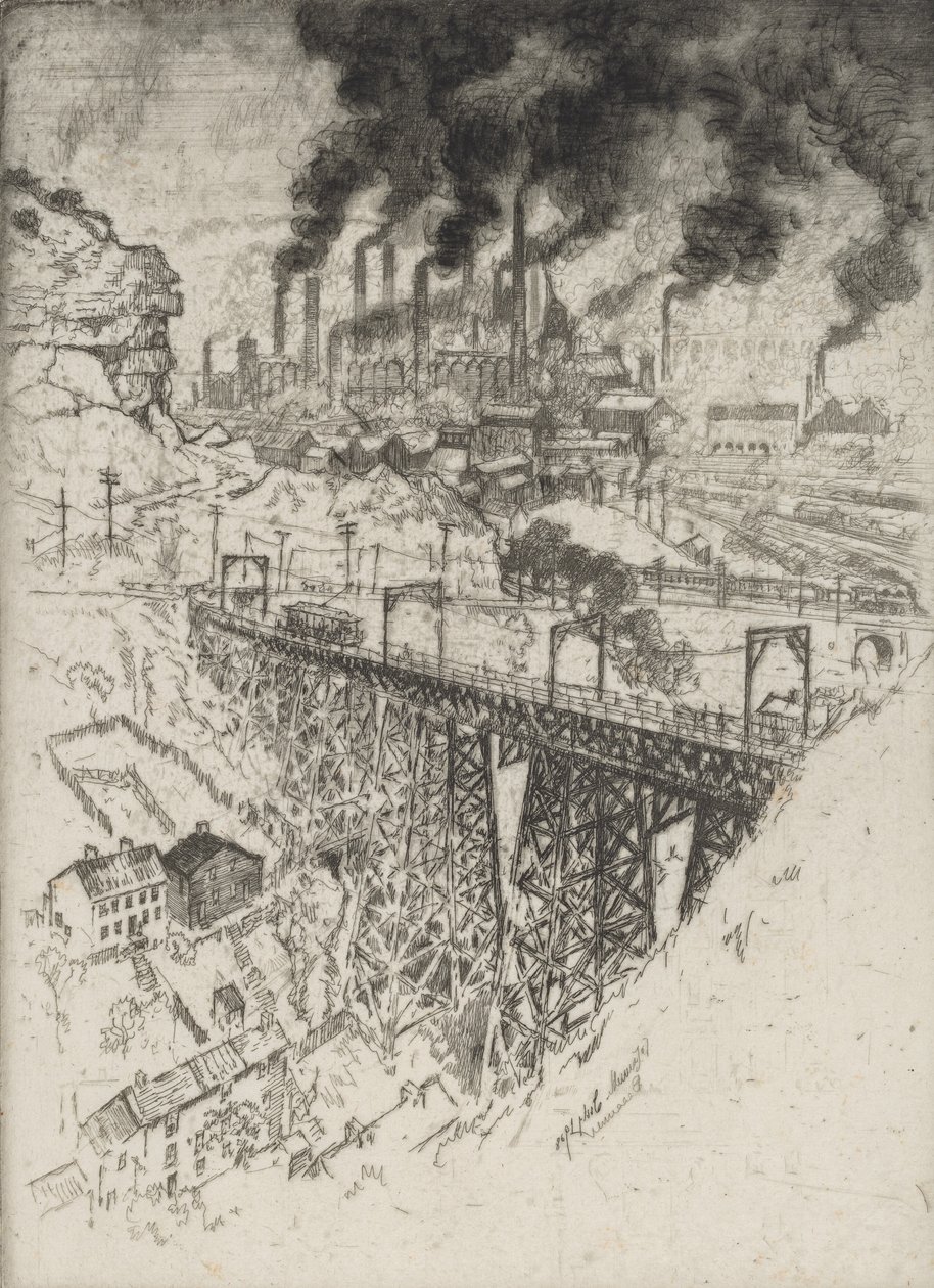 Edgar Thomson Werken, Bessemer, 1909 door Joseph Pennell