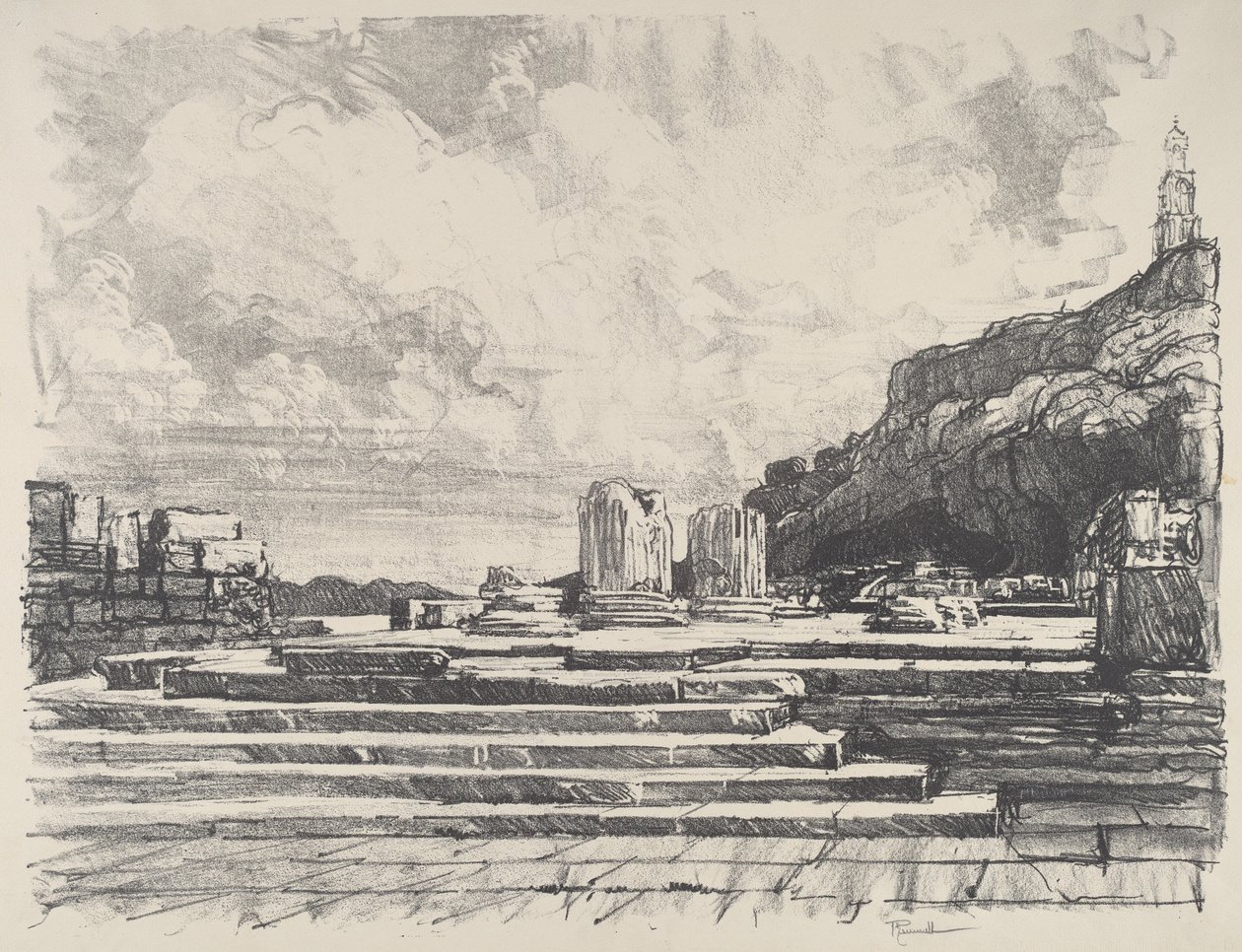Eleusis, de Bestrating van de Tempel door Joseph Pennell