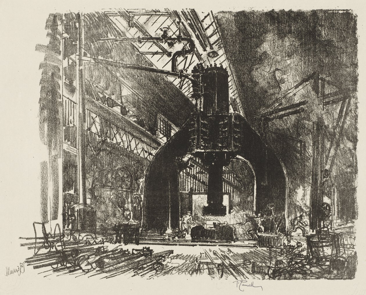 Engels Oorlogswerk: De Grote Hamer door Joseph Pennell